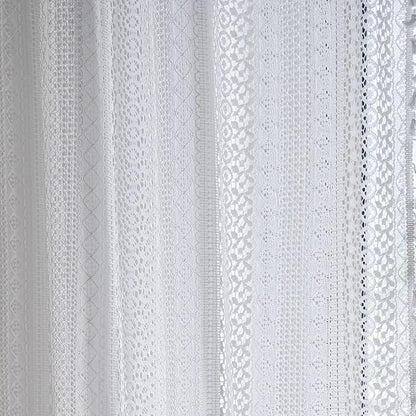 Sutuo Home Cream White Crochet Boho Curtain 84 Inches Length, Sheer Lace Handmade Tassels Knitted Window Treatment Vintage Rustic Bohemian Farmhouse Drape for Bedroom Rod Pocket 1 Panel 59" W x 84" L