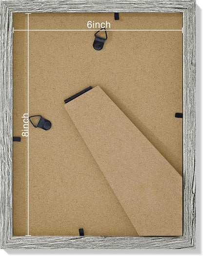 Vittanly 6x8 Picture Frames Set of 9, Shatter Resistant Plexiglass, Display 4x6 Pictures with Mat or 6x8 without Mat, Photo Frames for Wall or Tabletop, Engineered Wood, Grey