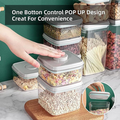 Pop Containers with Lids - Stackable Airtight Food Storage, Kitchen Pantry Storage Containers for Snacks Candy Salt Herbs Spices BPA-Free (10PCS (0.5 + 1.2 + 2.0 + 2.7 + 3.3 Qt) * 2)
