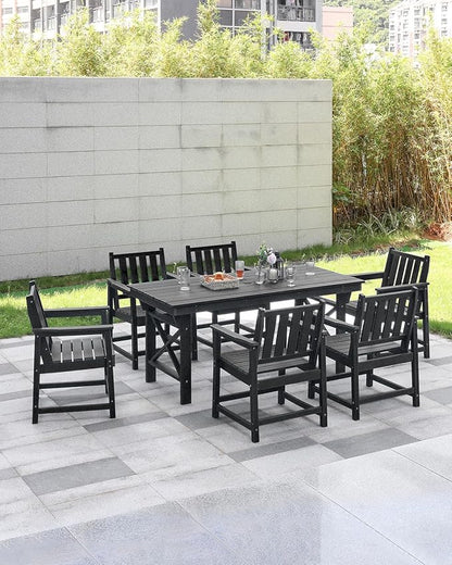 Patio Dining Chair Set of 2, HDPE Outdoor Dining Chair, Ergonomic HDPE Dining Chairs with Deep Seating, All Weather Outdoor Chairs Furniture for Backyard, Deck, Garden, Poolside, Obsidian