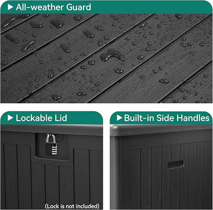 YITAHOME 150 Gallon Double-Wall Deck Box with Side Handles, Outdoor Large Storage for Patio Furniture Cushions, Garden Pool Accessories, Water Resistant & Lockable