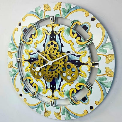 The Gears Clock 24 inches Round Italy Collection Wall Clock with Moving Gears Italy LINE (Praiano)