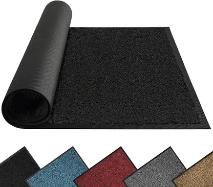 Mibao Dirt Trapper Door Mat for Indoor Outdoor, Waterproof All-Season, All-Weather Doormat, Heavy Duty Non-Slip Entrance Rug, Low Profile Absorbent Entrance Mat Carpet, 72" x 24", Black