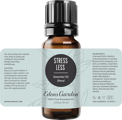 Edens Garden Stress Less Essential Oil Blend- 100% Pure Premium Grade, Undiluted, Natural, Therapeutic, Aromatherapy, The Best for Diffusing, Skin, Candle, Humidifiers 10 ml (.33 fl oz)