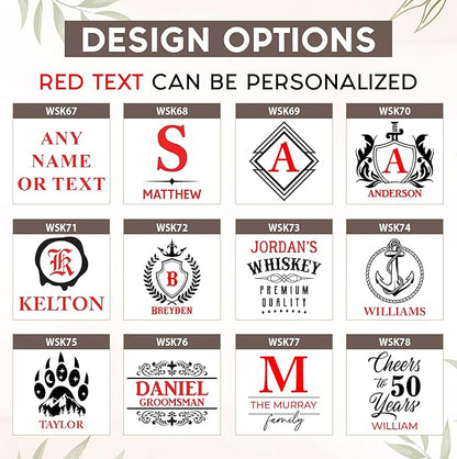 Personalized Rectangle Whiskey Decanter Set for Men 700ml Luxury Gift for Dad, Him, Boyfriend - Liquor Decanters with 2 or 4 Glasses for Birthday, Retirement, Weddings - 24 Engraved Design Options