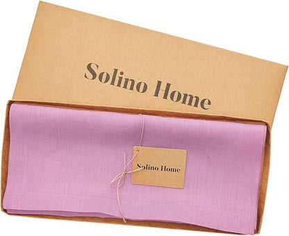 Solino Home Linen Violet Table Runner 72 Inches Long - 100% Pure Linen Dining Table Runner 14 x 72 Inch for Halloween - Fete