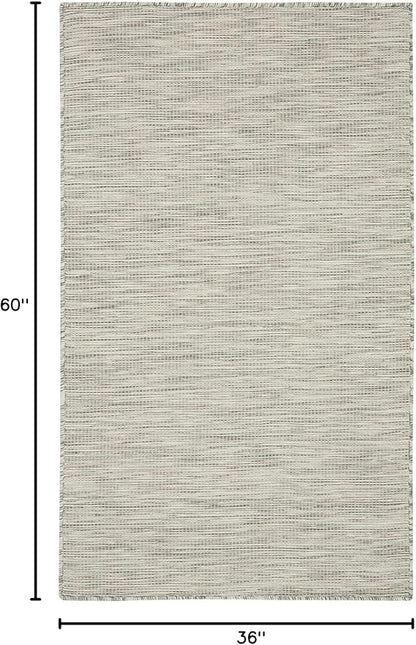 Nourison Positano Indoor/Outdoor Light Grey 3' x 5' Area Rug, Easy Cleaning, Non Shedding, Bed Room, Living Room, Dining Room, Backyard, Deck, Patio (3x5)