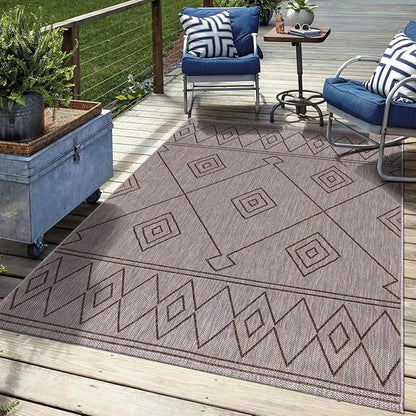 Keen Home Design Terrace Outdoor Area Rug - 5x8 Washable Indoor/Outdoor Rug for Patio, Kitchen, Balcony, Beach, Garden, Deck and Porch, Size: 5'3"x7'7"