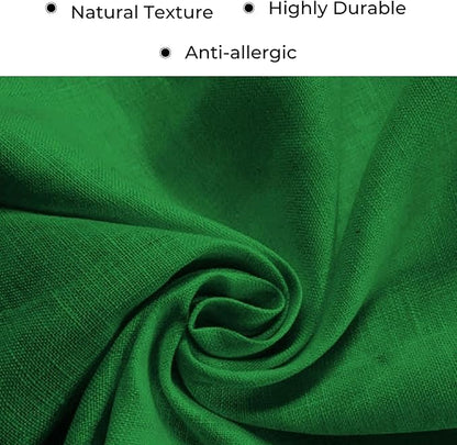 D'Moksha Homes Kelly Green Linen Table Runner 90 Inches Long - 100% Pure Linen Diamond Table Runner 14 x 90 Inch for Dining, Fall and Halloween - Machine Washable