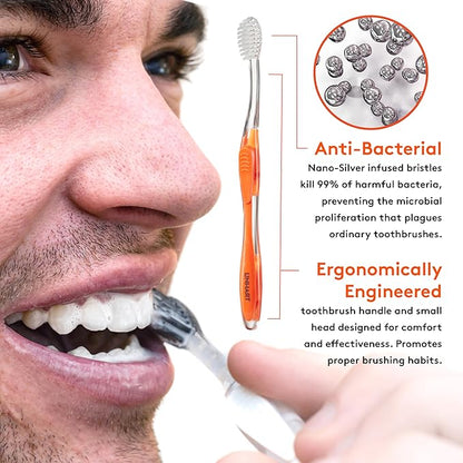 LINHART Extra Soft Toothbrush – Teeth Whitening Toothbrush with Multi Length Bristles, 4 Pack