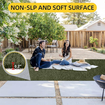 Marine Carpet,5 FT x 10 FT Olive Green Indoor Outdoor Carpet 0.2" Thick with Water-Proof TPE Backing, Non-Slide for Home, Patio, Porch, Deck