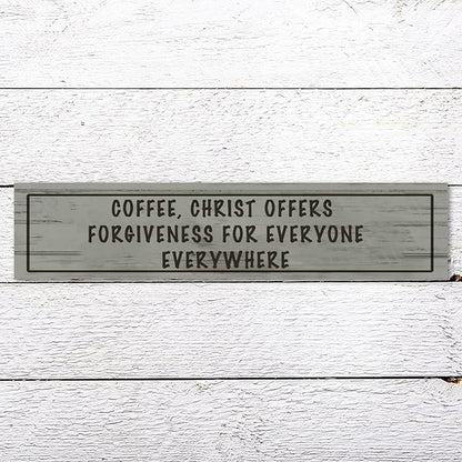 Generic Wood Sign Coffee Offers Forgiveness for Everyone Everywhere Rustic Wooden Hanging Sign Home Farmhouse Kitchen Wall Decor 16 x 4 Inch