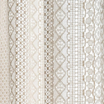 Sutuo Home Boho Curtain Crochet Lace Semi-Sheer Bohemian Hollow Knitted Handmade Tassels, Rod Pocket Window Treatment Vintage Rustic Farmhouse Drapes for Bedroom, 1 Panel 59" W x 96" L, Beige
