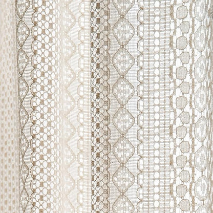 Sutuo Home Boho Curtains Crochet Lace Semi-Sheer Bohemian Hollow Knitted Handmade Tassels, Rod Pocket Window Treatment Vintage Rustic Farmhouse Drapes for Living Bedroom, 1 Panel 59" W x 63" L, Beige