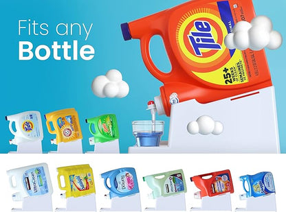 TidyFriend No-Spill Liquid Laundry Detergent Dispenser Holder, Laundry Soap Dispenser Holder with Drip Tray for Laundry Room Organization (No Strap, White)