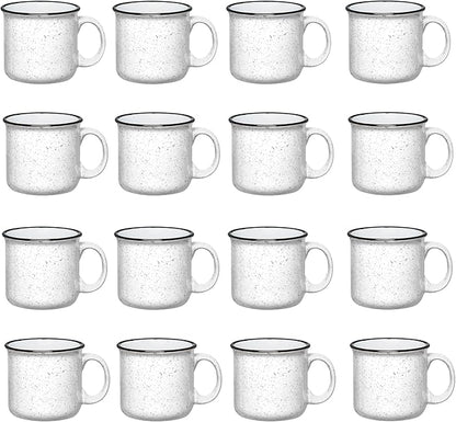 Set of 16 Ceramic Campfire Mugs – 15 Oz, White – Coffee & Tea Cups for Home, Work, Travel, Camping – Customizable, Great for DIY, Events, Companies