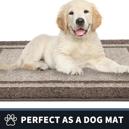 PURRUGS Dirt Trapping Door Mat 24" x 36", Non-Slip/Skid Machine Washable Entryway Rug, Shoes Scraper, Area Rug, Super Absorbent Welcome Mat for Muddy Wet Shoes and Paws, Beige & Grayish Brown