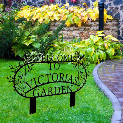 Personalized Metal Garden Sign with Stake, Custom Garden Decor for Outdoor, Custom Family Name Sign, Patio Decorations, Lawn Art, Farmhouse Decorative, Housewarming Gift (CstmDesign3)
