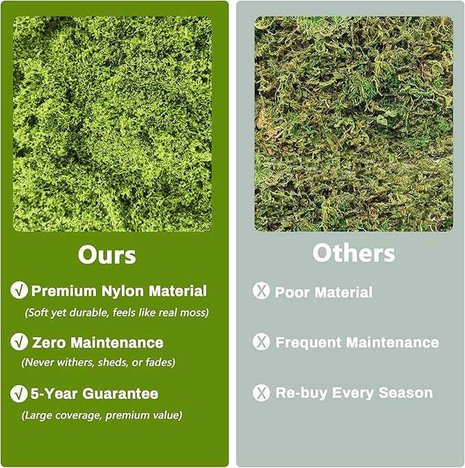 Potanro Faux Green Moss 5.3oz Artificial Fake Plant Moss Preserved Moss for Potted Plants Indoor Plants, Crafts, Planters, Bonsai Artifcial, DlY Floral Decorative Moss, Garden Wedding Decor