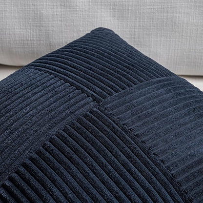 Fancy Homi 2 Packs Navy Blue Big Decorative Throw Pillow Covers 24x24 Inch for Living Room Couch Bed Sofa, Rustic Farmhouse Boho Home Decor, Soft Corss Corduroy Patchwork Accent Cushion Case 60x60 cm