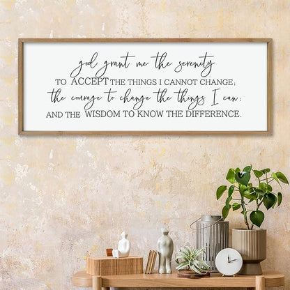 LuZhiQiang God Grant Me Prayer Wall Decor Art 40"×15" Serenity Prayer Bible Verse Sign Scripture Large Wood Framed Wall Hanging (Wood)