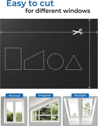 Sumobaby Blackout Curtains for Bedroom 96"x70"Portable Black Out Window Cover with Heat-Resistant Hook&Loop Tape,100% Blackout Shades No Drill Blinds for Windows DIY Cut Fit for Nursery,TV Room(Black)