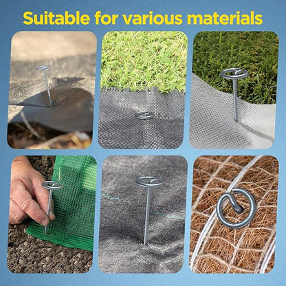 Landscape Fabric Pins, Thickened 8 Gauge Circle Top Landscape Pins-120 Pcs, Not Easy to Bend 6 inch Galvanized Landscape Fabric Stakes, More Holding Power Than U-Shape Garden Staples(120)