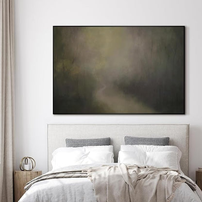 SIGNWIN 46"x72" Extra Large Framed Wall Art Muted Forest Path Soft Misty Woodland Scene Illustration for Home Living Room Bedroom Decor (Frame Assembly Required)