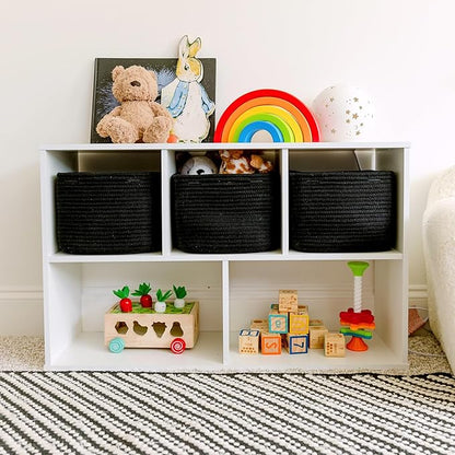 NaturalCozy Storage Cubes 9”x9”x7”Cotton Rope Woven Baskets for Organizing 3-Pack | 9 Inch Cube Storage Bin | Small Basket for Shelf Nursery, Pantry, Decorative Plant, Bathroom Closet, Toy Gift