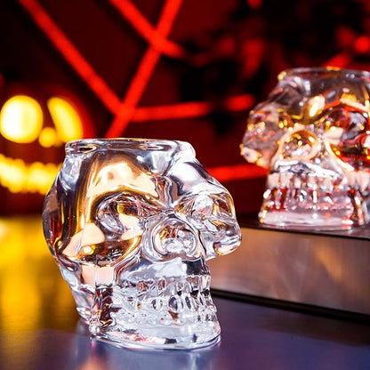 Diamond Star Glass Candle Holder Skull Halloween Tealight Candle Holder Decorative Votive Candle Holders for Home Party (clear)
