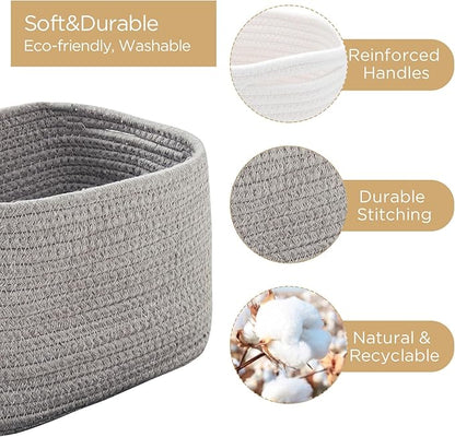 Small Baskets Set of 3-11"x7"x7" Perfect Toy Baskets for Storage, Ideal Storage Basket for Cube, Towels, and More - Basket for Shelves （Grey)
