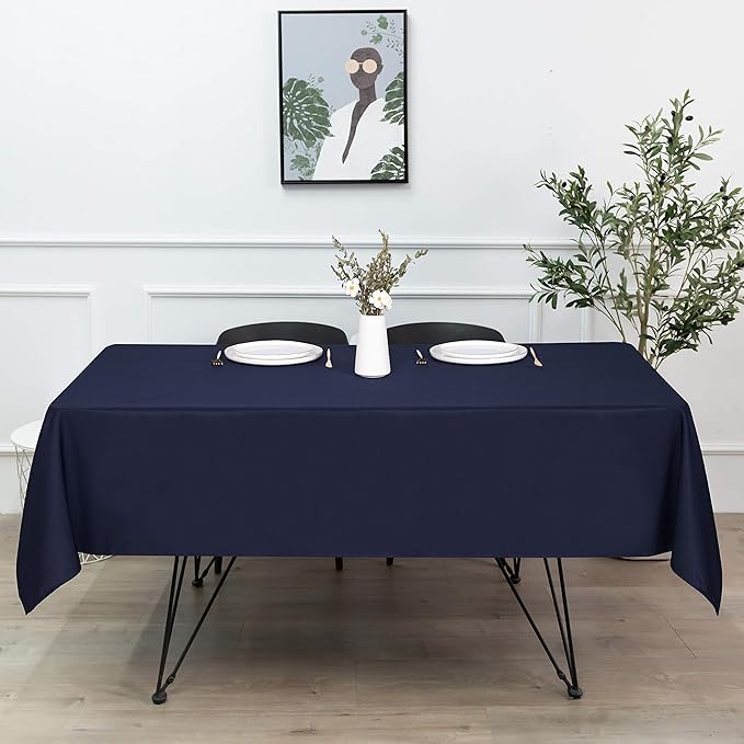 sancua Rectangle Tablecloth - 54 x 78 Inch - Stain and Wrinkle Resistant Washable Polyester Table Cloth, Decorative Fabric Table Cover for Dining Tables, Buffet Parties and Camping, Navy