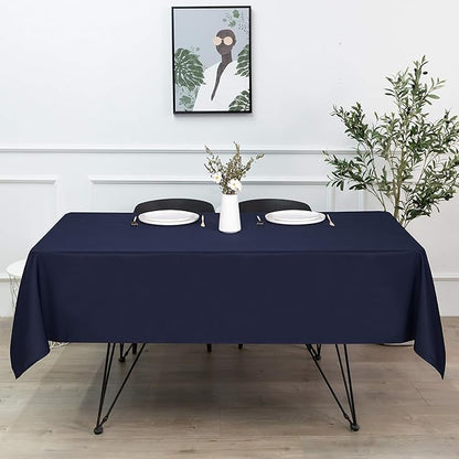 sancua Rectangle Tablecloth - 60 x 84 Inch - Stain and Wrinkle Resistant Washable Polyester Table Cloth, Decorative Fabric Table Cover for Dining Tables, Buffet Parties and Camping, Navy