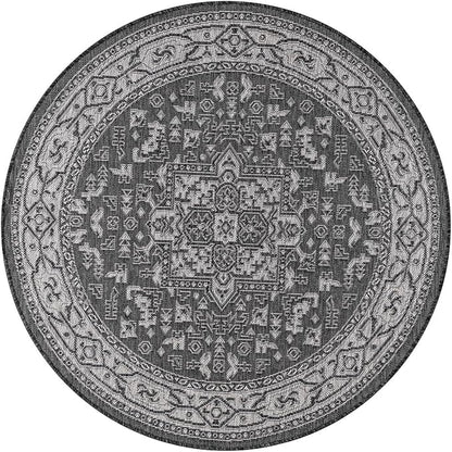 Keen Home Design Terrace Outdoor Round Rug - 5ft Round Washable Indoor/Outdoor Rug for Patio, Kitchen, Balcony, Beach, Garden, Deck and Porch, Size: 5'3" Round