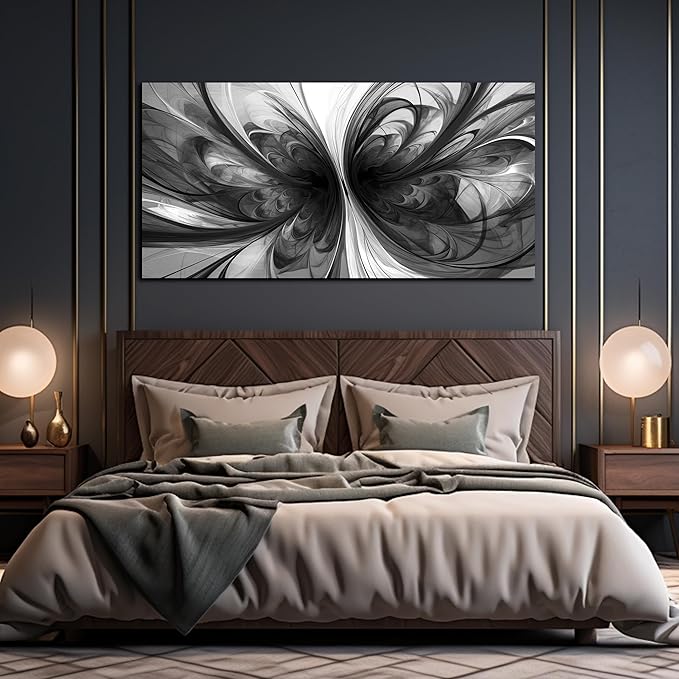 Large Abstract Canvas Wall Art Living Room Black Art Wall Decor for Office Teenage Boy Room Decor 29 x 59 Inch