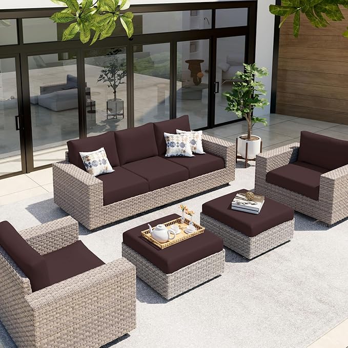 hyha Waterproof Couch Cushion Covers, Stretch Sofa Couch Seat Slipcover for Dog Washable, Non-Slip Waterproof Outdoor Cushion Covers for Patio Furniture Replacement (1 Piece for Large, Chocolate)
