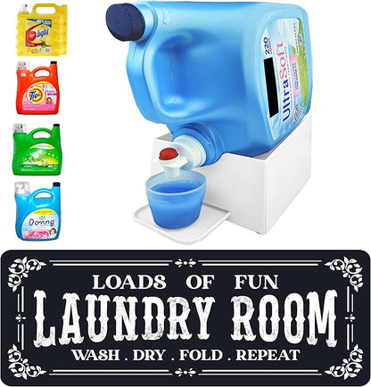 TidyFriend Laundry Detergent Holder with Laundry Room Rug Runner, Detergent Stand for Spill Protection, Non-Slip Runner Mat, and Stylish Room Organizer for Home & Laundry Spaces