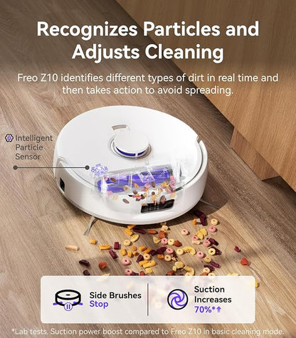 NARWAL Freo Z10 Robot Vacuum and Mop Combo, Tangle Free Robot Mop, 15,000Pa Suction, Adapts to Hard-to-Reach Areas, Self-Emptying, Mop Washing & Drying, Obstacle Avoidance, for Pet Hair & Hard Floor