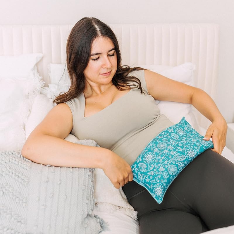 Large Microwave Heating Pad with Flax Seed, Scented or Unscented, Good For Back Pain or Cramps, Moist Heat Therapy or Ice Pack, Microwavable Bean Bag, 6" x 12" (Roses, Peppermint & Chamomile)