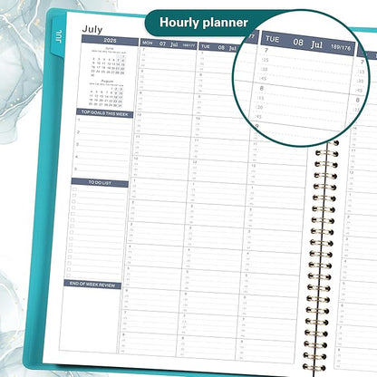 2025-2026 Weekly Appointment Book - Appointment Book 2025-2026 with Soft Cover, Jul 2025 - Jun 2026, 8.26"x 11.4", Daily/Hourly Planner with Tabs, 15 Minutes, Wirebound - Green