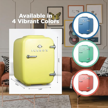 IBMF4SUN Fridge for Bedroom, Skincare, Portable Cooler & Warmer for Makeup, for Office & Home Refrigerator, Mini (4 L / 6-Can), Sun Yellow