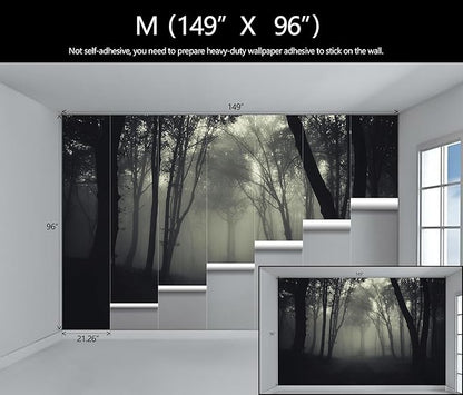 Foggy Black Forest Wallpaper Bedroom Dark Woodland Trees Wall Mural Living Room (Not Peel and Stick)