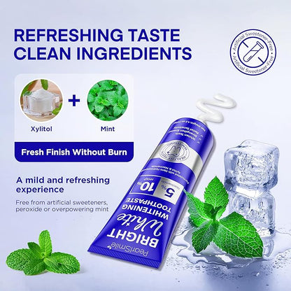 PearlSmile Niacinamide Hydroxyapatite Whitening Toothpaste – 10% Nano Hydroxyapatite + 5% Niacinamide – Strengthens Enamel, Remineralizes, Brightens Teeth – Fluoride-Free, Travel Size, 4.2oz (120g)