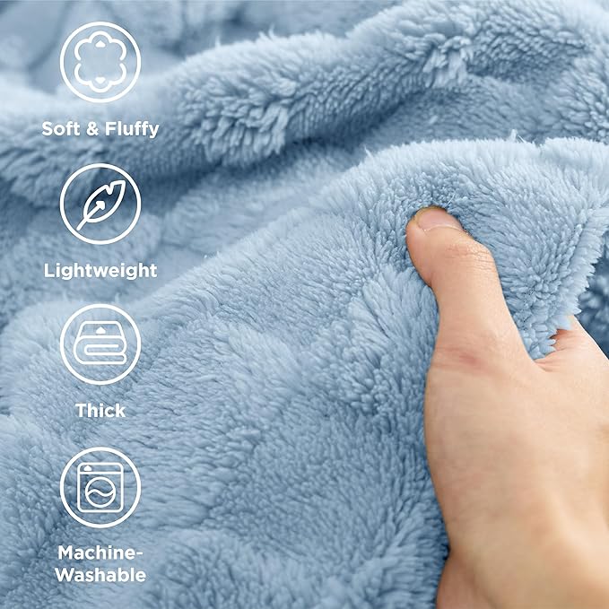 Bedsure GentleSoft King Size Blanket for Bed - Super Soft Cozy Blankets for Women Men Girls, Large Fuzzy Fleece Throw for Bedroom Decor, Light Blue,108x90 Inches