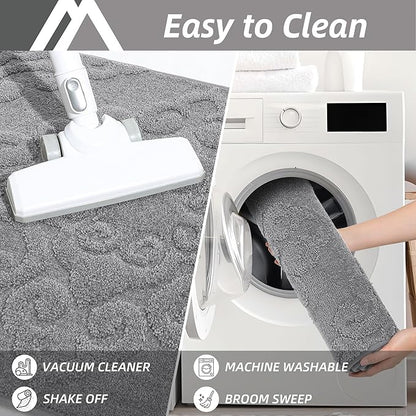 COSY HOMEER-Door-Mat-Non-Slip-Entryway-Rug 32”x48” Absorbent Welcome Mats Washable Dirt Trapper Door Mat Entrance Floor Mats for Front Back Doormats and Wet Shoes,Grey