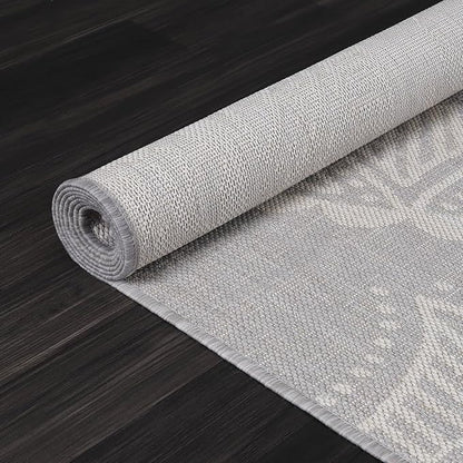 Medallion Outdoor Rug 10x14 Washable Outside Carpet for Indoor Patio Porch Waterproof Easy Cleaning Non Shedding Area Rugs Gray 10 x 14