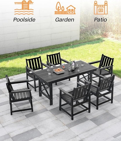 HDPE Patio Dining Set, 5-Piece Outdoor Table and Chairs with Umbrella Hole, Modern Outdoor Dining Set for 4, HDPE Outdoor Patio Furniture Dining Sets for Deck, Poolside, Porch, Obsidian