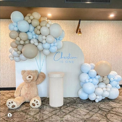 130pcs Light Blue Balloons Different Sizes 18" 12" 10" 5" Baby Blue Balloons for Boys Girls Birthday Baby Shower Gender Reveal Wedding Children's Day Decorations