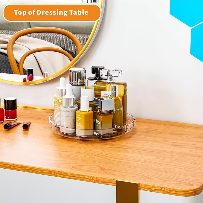 9.5" W Acrylic Clear Lazy Susan Turntable for Cabinet,Kitchen Countertop,Refrigerator and Pantry Organization Storage,1 Tier Small Spinning Organizer for Vitamin,Medicine,Spice Rack & Organization