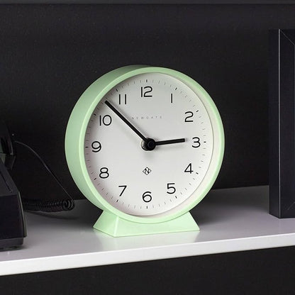 NEWGATE® M Mantel Echo Desk Clock | Modern Round Design | Neo Mint Green | Easy to Read Numbers | Contemporary Style for Desk, Table, Shelf or Bedside